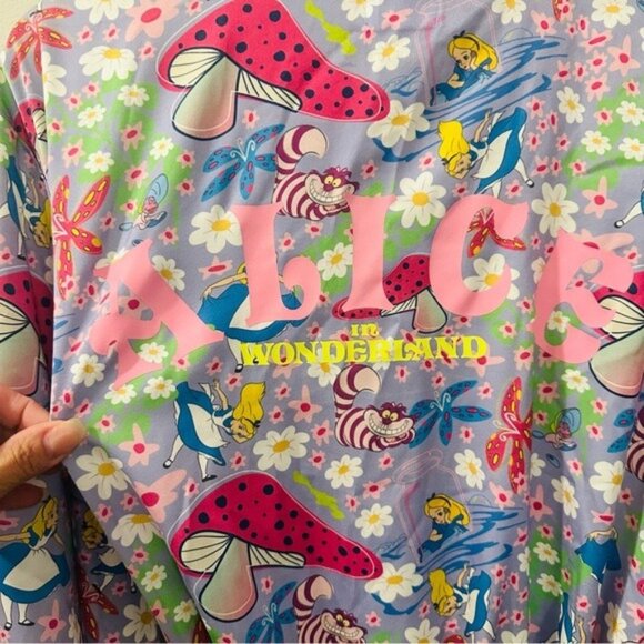 Disney Alice in Wonderland Kimono Robe XL Lavender Mushrooms Fairycore - Picture 5 of 15
